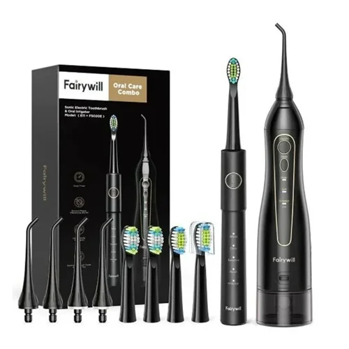 مسواک برقی و واترجت مدل Fairywill Combo Black 5020E-B E11-B